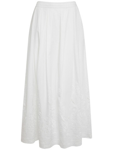 ERMANNO SCERVINO Embroidered Cotton Poplin Maxi Skirt in white