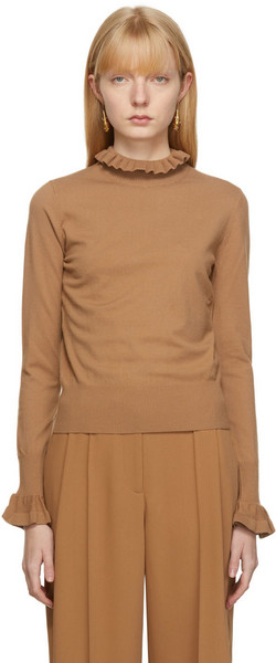 See by Chloé See by Chloé Brown Knit Ruffle Turtleneck