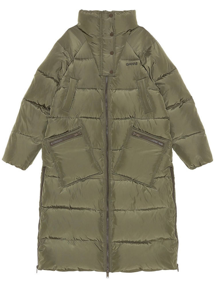 GANNI Oversized Recycled Tech Puffer Coat in green