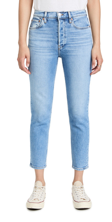 RE/DONE 90s High Rise Ankle Crop Jeans in blue