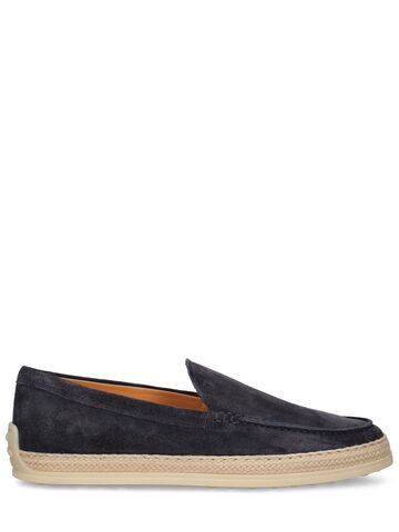 tod's suede & rubber loafers in navy