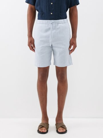 frescobol carioca - felipe drawstring linen-blend shorts - mens - light blue