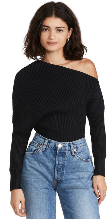 Line & Dot Blair Off Shoulder Sweater in black