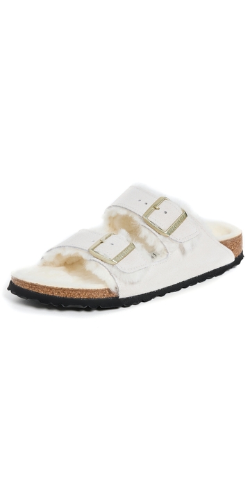 birkenstock arizona shearling sandals antique white/antique white 38