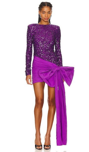 rotate bow mini dress in purple