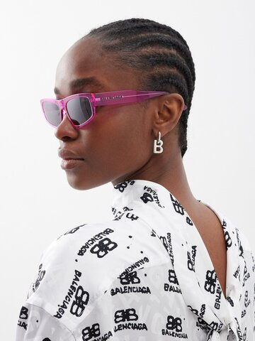 balenciaga eyewear - d-frame acetate sunglasses - womens - bright pink