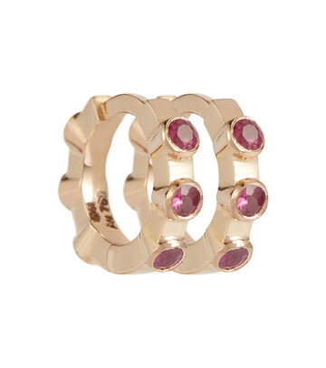 Ileana Makri Stepping Stone 18kt rose gold midi hoop earrings with diamonds and rubies