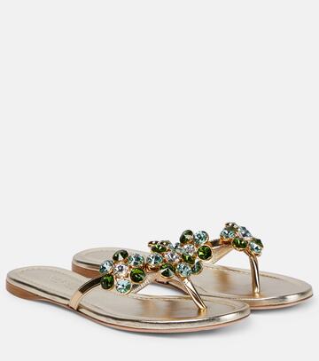 Giambattista Valli Embellished leather thong sandals in metallic