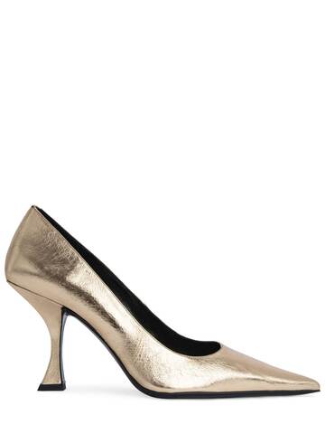 BY FAR 90mm Viva Metallic Leather Pumps in gold
