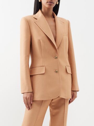 zimmermann - single-breasted wool-blend suit jacket - womens - camel