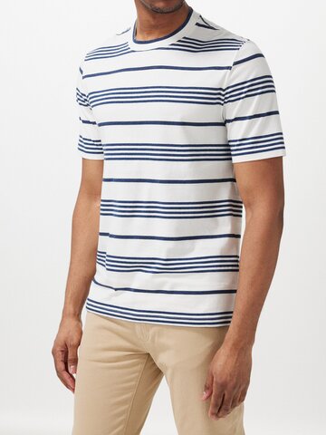 brunello cucinelli - striped cotton-jersey t-shirt - mens - white navy