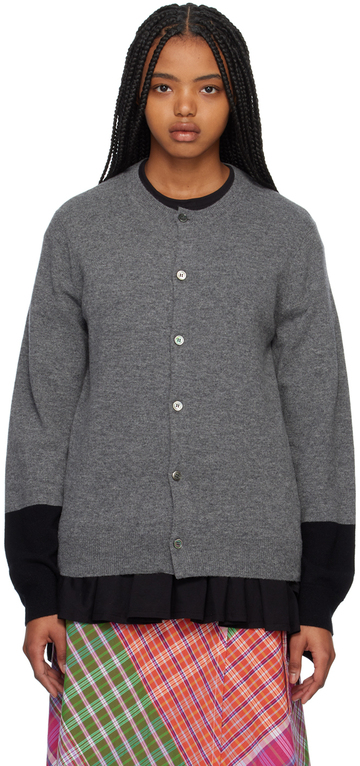 Comme des Garçons Shirt Gray Colorblocked Cardigan in black / grey