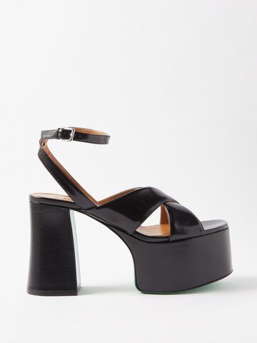 marni - cross-over strap 160 leather platform sandals - womens - black