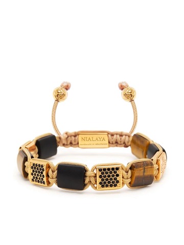 nialaya jewelry embellished-charm beaded bracelet - brown