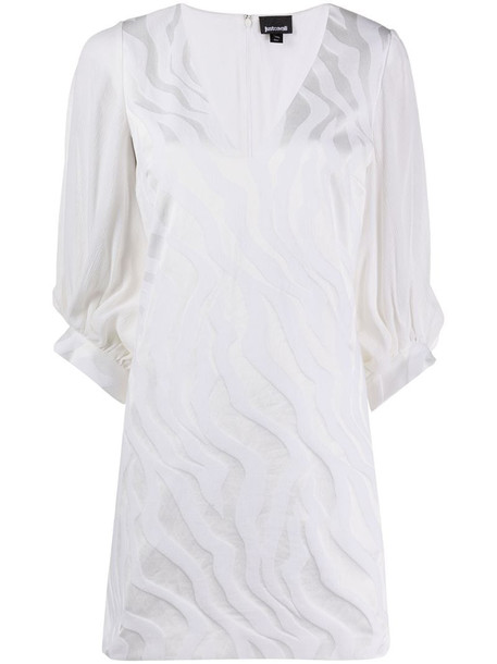 Just Cavalli embroidered mini shift dress in white