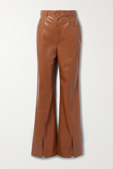 nanushka - basha vegan leather wide-leg pants - brown