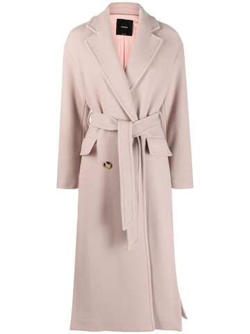PINKO belted single-breasted coat in pink