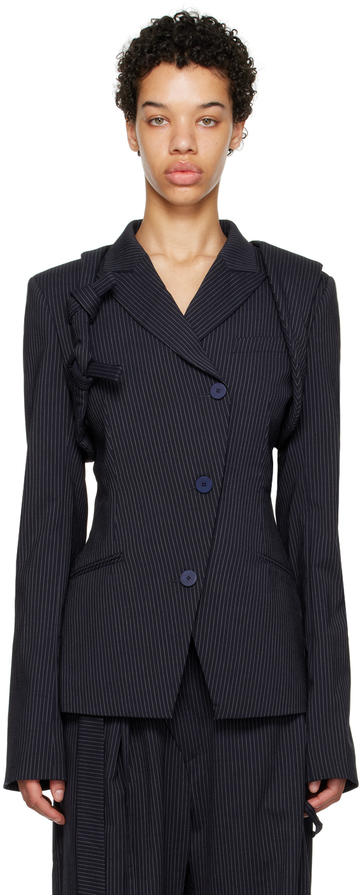 ottolinger ssense work capsule – navy otto fitted harness blazer