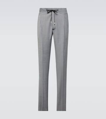 lardini easy wear wool-blend straight pants in grey