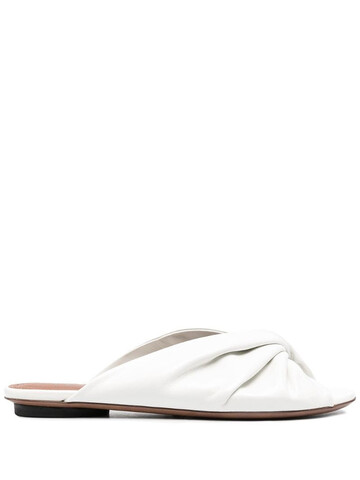 L'Autre Chose twist front leather sandals in white