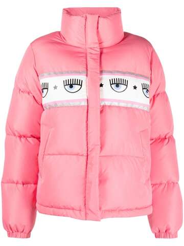 chiara ferragni eyelike-print padded jacket - pink