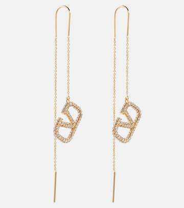 valentino vlogo signature embellished earrings in gold