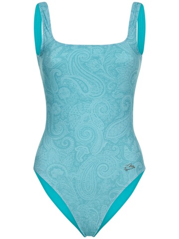 ETRO Paisley Print One Piece Swimsuit in blue