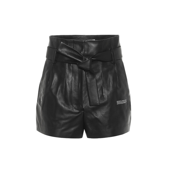 Off-White High-rise leather paperbag shorts in black