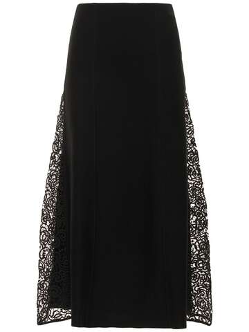 GABRIELA HEARST Damon Wool Knit Midi Skirt W/ Lace in black