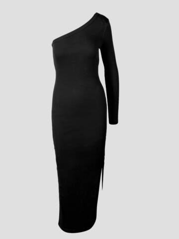Ami Alexandre Mattiussi Long Ribbed Dress in black