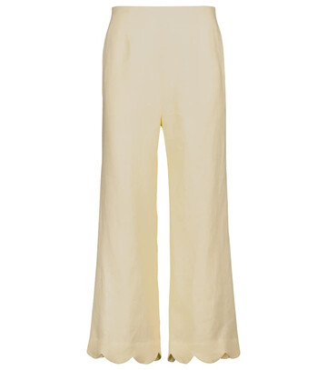 Lisa Marie Fernandez Linen high-rise straight pants in yellow