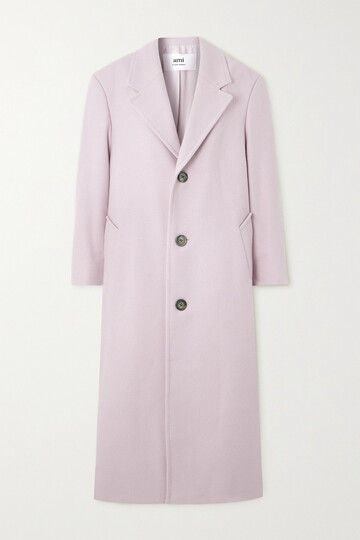 ami paris - wool-blend twill coat - pink