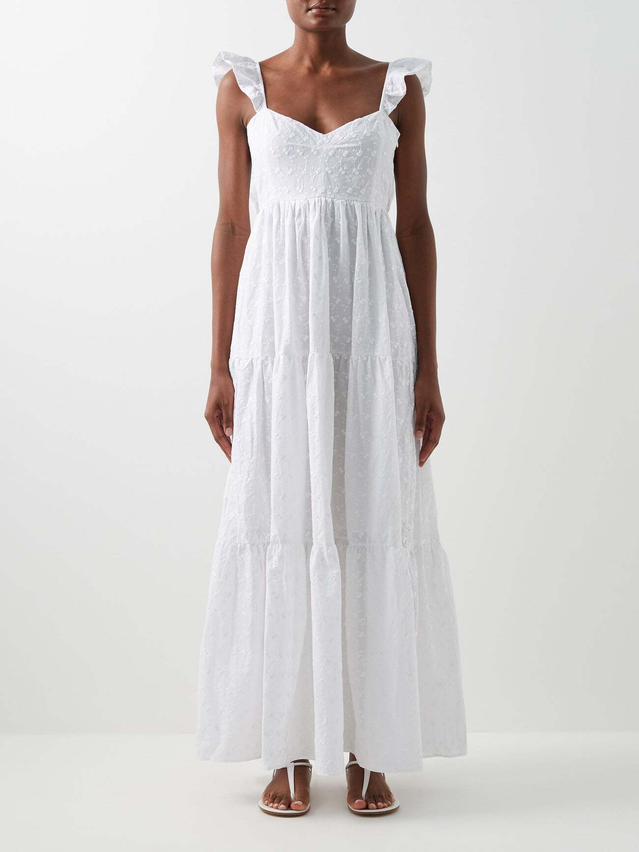 Wiggy Kit - Scarletta Ruffled Embroidered Cotton Dress - Womens - White