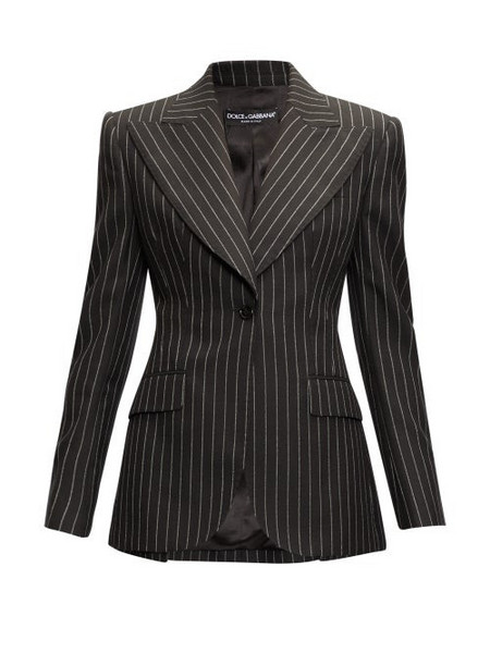 Vertical Striped Black & White Long Sleeve Blazer