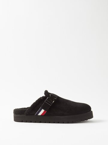 moncler - mon mule suede backless loafers - mens - black