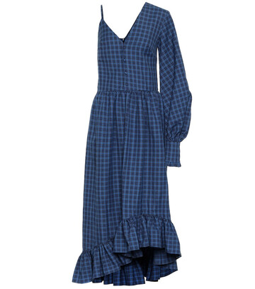 Rokh Checked twill dress in blue