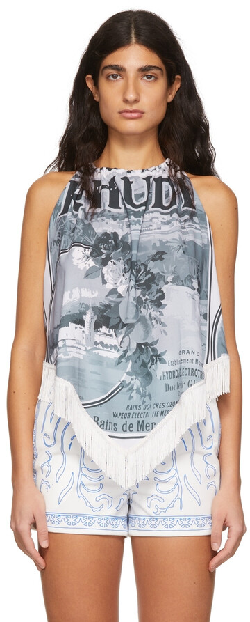 Rhude Grey Polyester Tank Top in white / print