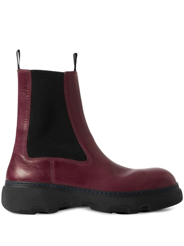 burberry chelsea leather ankle boots - red