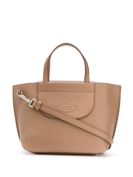 Tod's mini debossed-logo shopping bag in neutrals