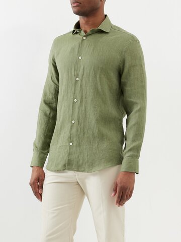 frescobol carioca - antonio linen shirt - mens - green
