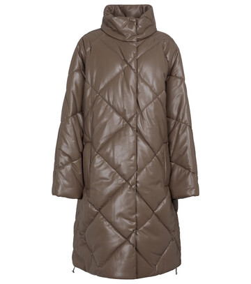 stand studio anissa quilted faux leather coat in brown