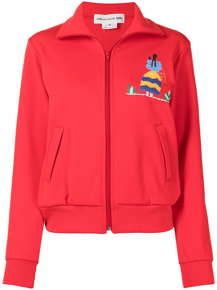 Comme Des Garçons Girl embroidered zip-up sweatshirt in red