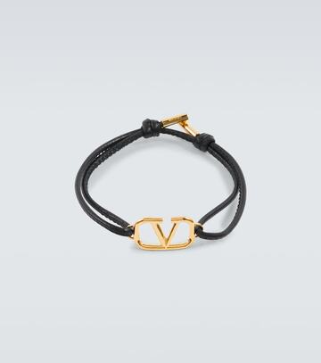 valentino garavani vlogo signature leather bracelet in black