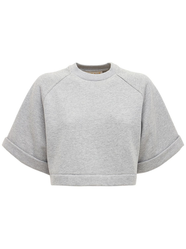 REMAIN Aura Cropped Cotton Blend Jersey T-shirt in grey