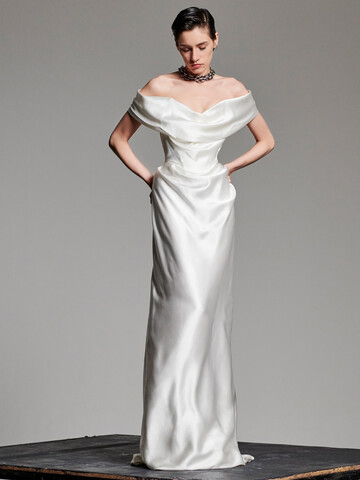 VIVIENNE WESTWOOD Heavy Silk Satin Cocotte Dress in ivory