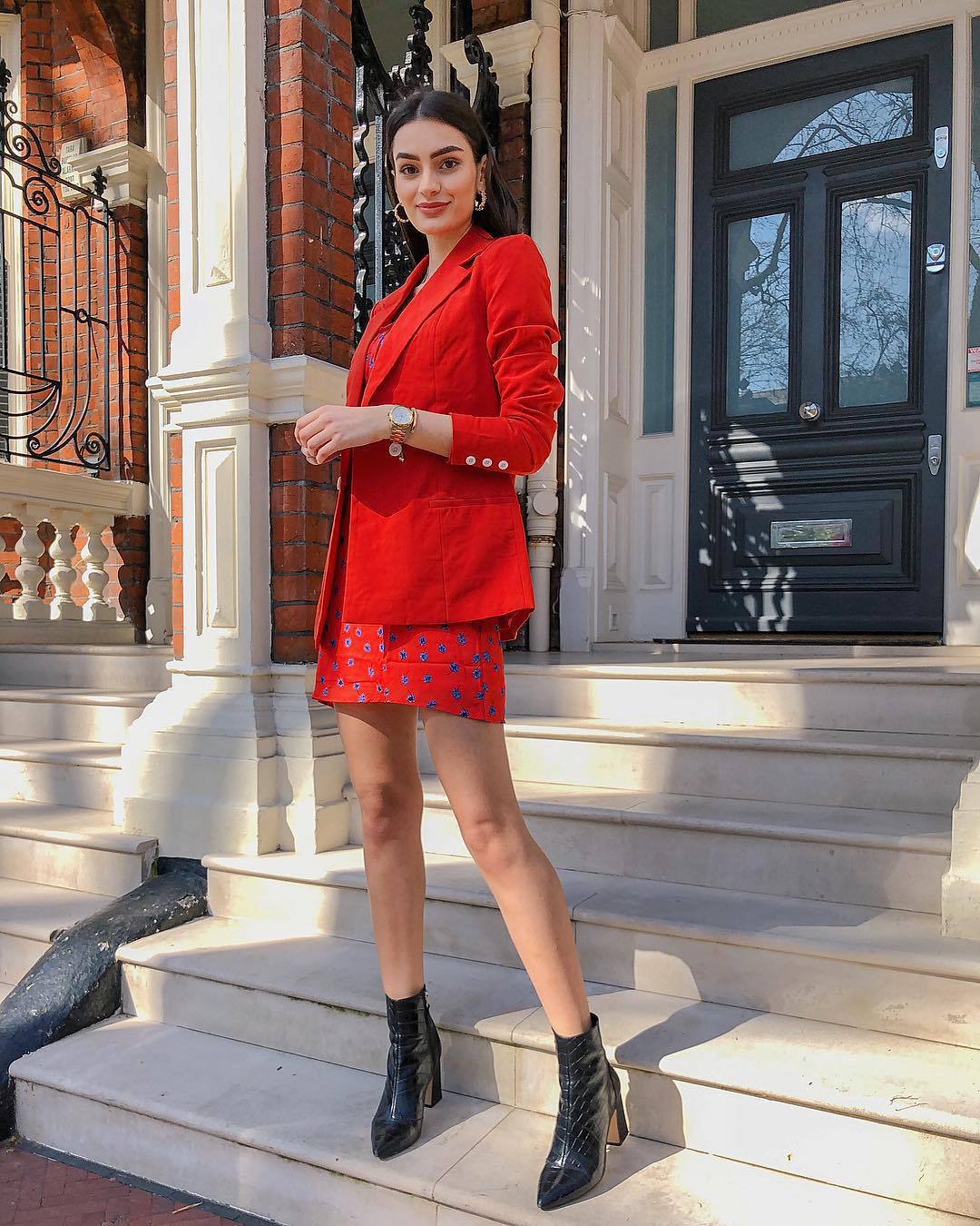 red dress with boots