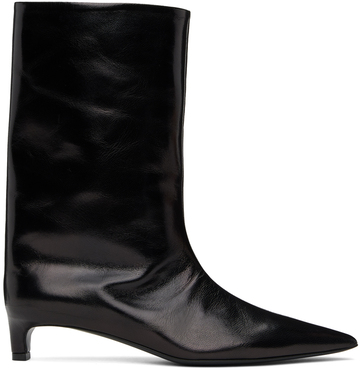 jil sander black leather heeled boots