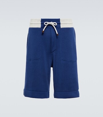 brunello cucinelli cotton bermuda shorts in blue