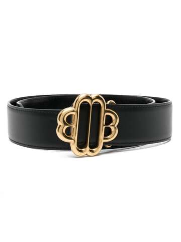 maje logo-buckle leather belt - black