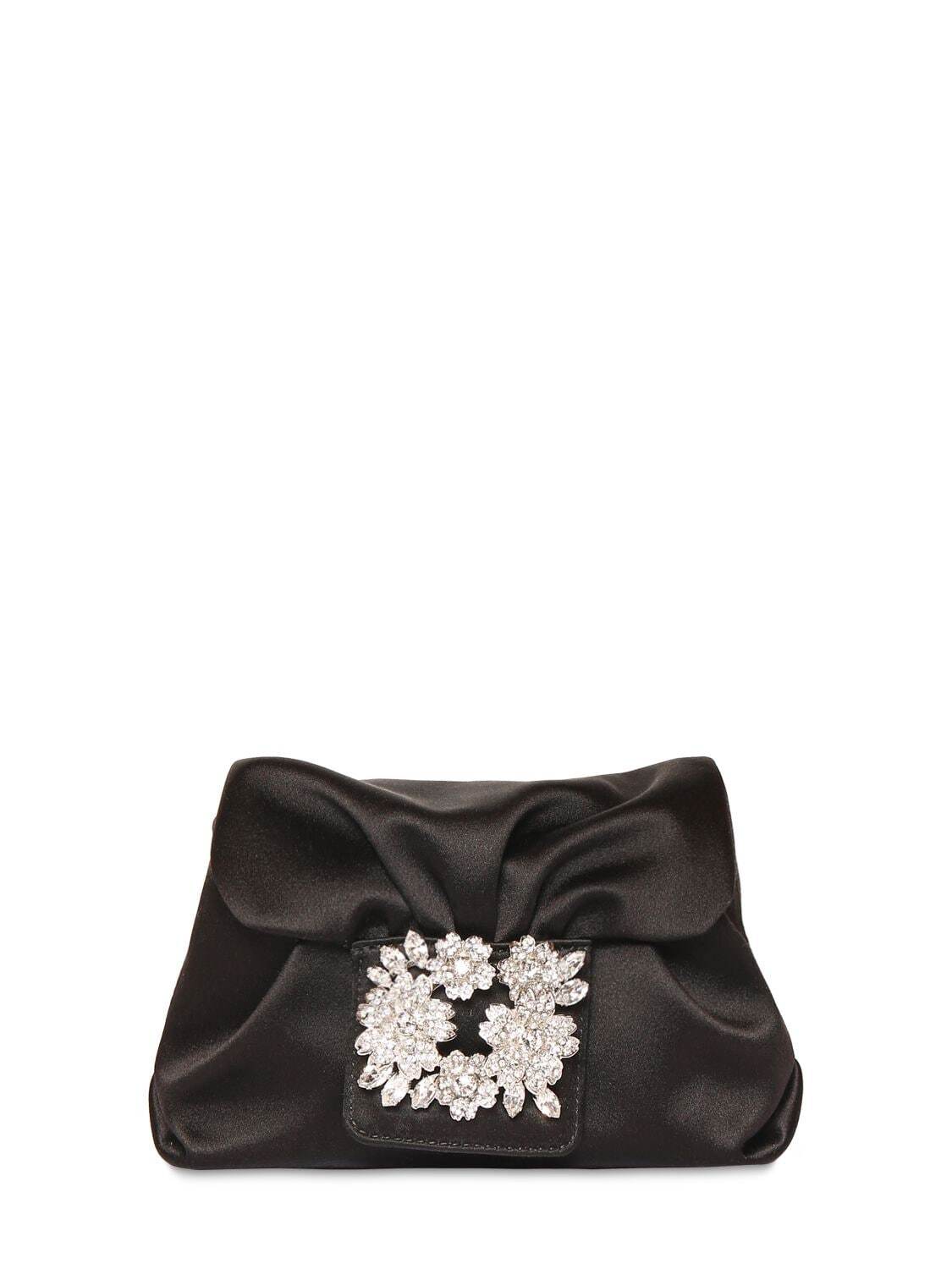 ROGER VIVIER Mini Rv Petit Bouquet Satin Drape Bag in black